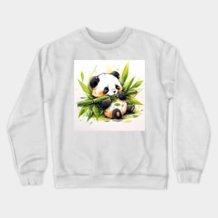 Cute Adorable Kawaii Baby Panda Eating Bamboo Crewneck Sweatshirt